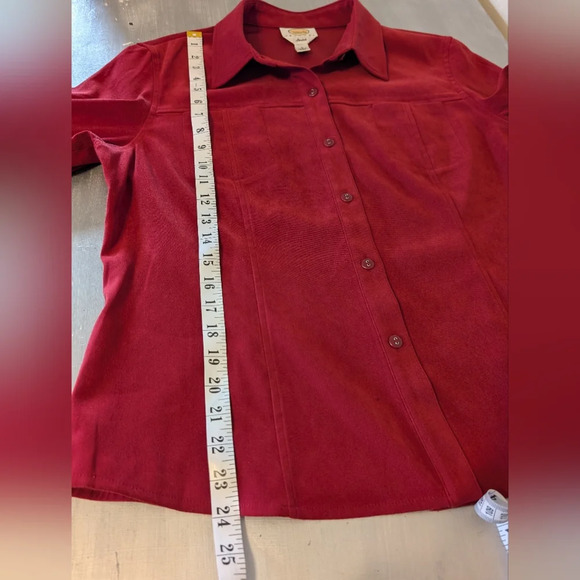 Talbots Petites Stretch Red Long sleeve Blouses Top  SZ L - Picture 5 of 5
